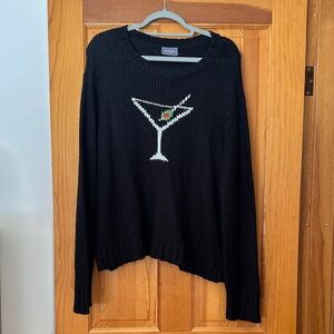Wooden Ships Black Sweater with Martini Design